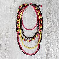 Beaded wood necklace,
