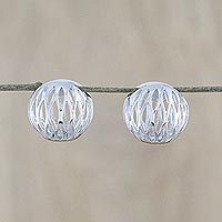 Rhodium-plated sterling silver hoop earrings,