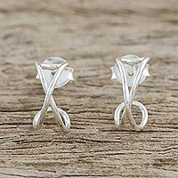 Sterling silver half-hoop earrings, 'Continuum' - Sterling Silver Twist Half-Hoop Earrings from Thailand