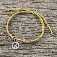 Silver beaded cord bracelet,