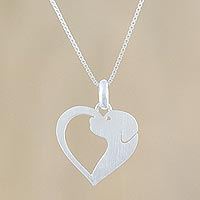 Sterling silver pendant necklace, 'Soul of a Puppy' - Dog Heart Sterling Silver Pendant Necklace from Thailand