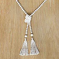 Gold plated cultured pearl wrap necklace,