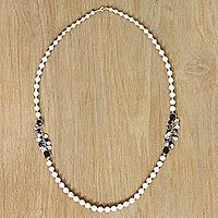Gold plated cultured pearl long strand necklace,