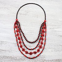 Wood beaded necklace,