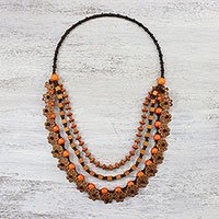 Wood beaded necklace,