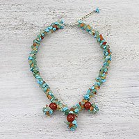 Multi-gemstone beaded choker,