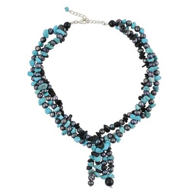 Multi-gemstone beaded necklace, 'Ocean Bubbles' - Multi-Gemstone Beaded Necklace from Thailand