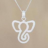 Sterling silver pendant necklace, 'Majestic Profile' - Sterling Silver Elephant-Themed Necklace from Thailand