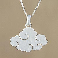 Sterling silver pendant necklace, 'Swirling Cloud' - Cloud-Shaped Sterling Silver Pendant Necklace from Thailand