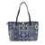 Leather accent cotton blend shoulder bag, 'Sapphire Geometry' - Sapphire Patchwork Cotton Blend Shoulder Bag from Thailand (image 2a) thumbail
