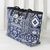 Leather accent cotton blend shoulder bag, 'Sapphire Geometry' - Sapphire Patchwork Cotton Blend Shoulder Bag from Thailand (image 2b) thumbail