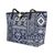 Leather accent cotton blend shoulder bag, 'Sapphire Geometry' - Sapphire Patchwork Cotton Blend Shoulder Bag from Thailand (image 2d) thumbail