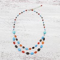 Multi-gemstone station necklace,