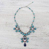 Lapis lazuli and quartz pendant necklace,