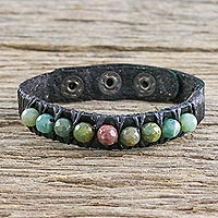 Featured review for Agate and leather wristband bracelet, Rock Walk