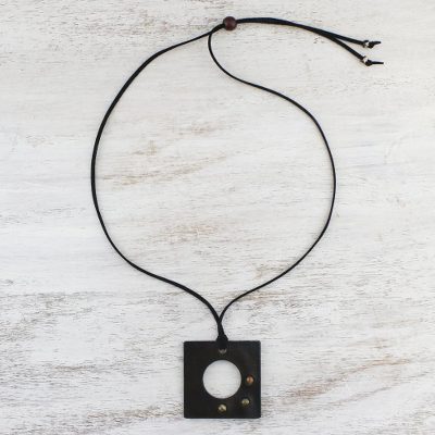 Agate and leather pendant necklace, Planetary Realm