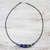 Lapis lazuli beaded necklace, 'Singing the Blues' - Lapis Lazuli and 950 Silver Beaded Pendant Necklace thumbail