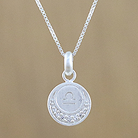 Sterling silver pendant necklace, 'Zodiac Charm Libra' - Sterling Silver Libra Symbol Pendant Necklace from Thailand