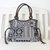 Leather accented cotton blend shoulder bag, 'Chiang Mai Patchwork in Black' - Black and White Patchwork Shoulder Bag from Thailand thumbail