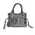 Leather accented cotton blend shoulder bag, 'Chiang Mai Patchwork in Black' - Black and White Patchwork Shoulder Bag from Thailand (image 2a) thumbail