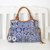Leather accented cotton blend shoulder bag, 'Chiang Mai Patchwork in Blue' - Patchwork Cotton Blend Shoulder Bag in Blue and White thumbail