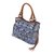 Leather accented cotton blend shoulder bag, 'Chiang Mai Patchwork in Blue' - Patchwork Cotton Blend Shoulder Bag in Blue and White (image 2b) thumbail