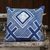 Cotton batik cushion cover, 'Square Hmong Cross' - Square Indigo Cushion Cover in All Cotton thumbail