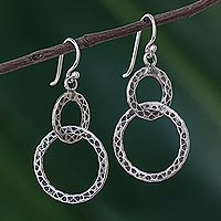 Sterling silver dangle earrings, 'Smith's Links' - Linked Sterling Silver Dangle Earrings from Thailand