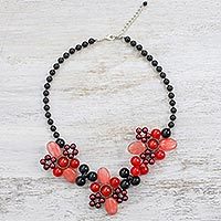 Quartz and cultured pearl beaded necklace,