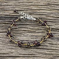 Garnet and smoky quartz beaded bracelet,