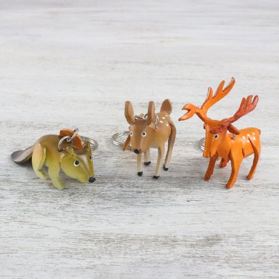 Leather keychains, Forest Trio (set of 3)