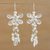 Cultured pearl and quartz chandelier earrings, 'Pretty in Pearl' - Hand Crafted Cultured Pearl and Quartz Chandelier Earrings thumbail