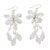 Cultured pearl and quartz chandelier earrings, 'Pretty in Pearl' - Hand Crafted Cultured Pearl and Quartz Chandelier Earrings (image 2c) thumbail