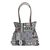 Leather accent cotton shoulder bag, 'Delightful Moonlight' - Black and White Cotton Shoulder Bag with Leather Accent (image 2a) thumbail