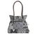 Leather accent cotton shoulder bag, 'Delightful Moonlight' - Black and White Cotton Shoulder Bag with Leather Accent (image 2c) thumbail