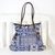 Leather accented cotton blend shoulder bag, 'Delightful' - Blue and White Patchwork Handbag thumbail
