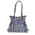 Leather accented cotton blend shoulder bag, 'Delightful' - Blue and White Patchwork Handbag (image 2a) thumbail