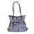 Leather accented cotton blend shoulder bag, 'Delightful' - Blue and White Patchwork Handbag (image 2c) thumbail