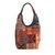Leather accented cotton blend hobo bag, 'Perfect Patchwork in Red' - Handmade Cotton Blend Patchwork Red Hobo Bag Leather Trim (image 2a) thumbail