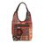 Leather accented cotton blend hobo bag, 'Perfect Patchwork in Red' - Handmade Cotton Blend Patchwork Red Hobo Bag Leather Trim (image 2b) thumbail