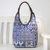 Leather accented cotton blend hobo bag, 'Perfect Patchwork in Blue' - Handmade Cotton Blend Patchwork Blue Hobo Bag Leather Trim thumbail