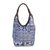 Leather accented cotton blend hobo bag, 'Perfect Patchwork in Blue' - Handmade Cotton Blend Patchwork Blue Hobo Bag Leather Trim (image 2b) thumbail