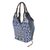 Leather accented cotton blend hobo bag, 'Perfect Patchwork in Blue' - Handmade Cotton Blend Patchwork Blue Hobo Bag Leather Trim (image 2d) thumbail