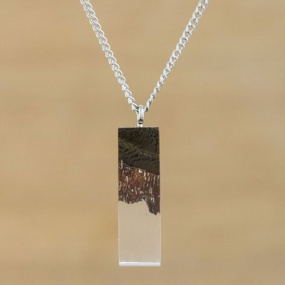 Teakwood pendant necklace, Pillar of Wonder