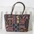 Leather accented cotton blend shoulder bag, 'Geometric Patchwork' - Handmade Cotton Blend Geometric Design Patchwork Handbag thumbail