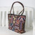 Leather accented cotton blend shoulder bag, 'Geometric Patchwork' - Handmade Cotton Blend Geometric Design Patchwork Handbag (image 2b) thumbail