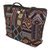 Leather accented cotton blend shoulder bag, 'Geometric Patchwork' - Handmade Cotton Blend Geometric Design Patchwork Handbag (image 2c) thumbail
