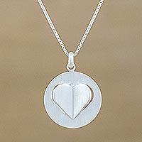 Sterling silver pendant necklace, 'Open Your Heart' - Sterling Silver Heart Pendant Necklace from Thailand
