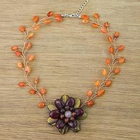 Multi-gemstone beaded pendant choker,