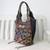 Leather accent cotton blend shoulder bag, 'Gorgeous Geometry in Navy' - Handmade Cotton Blend Patchwork Geometric Shoulder Bag (image 2c) thumbail